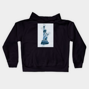 Statue of LIBERTY New York Monument Vintage Blue Art Style Kids Hoodie